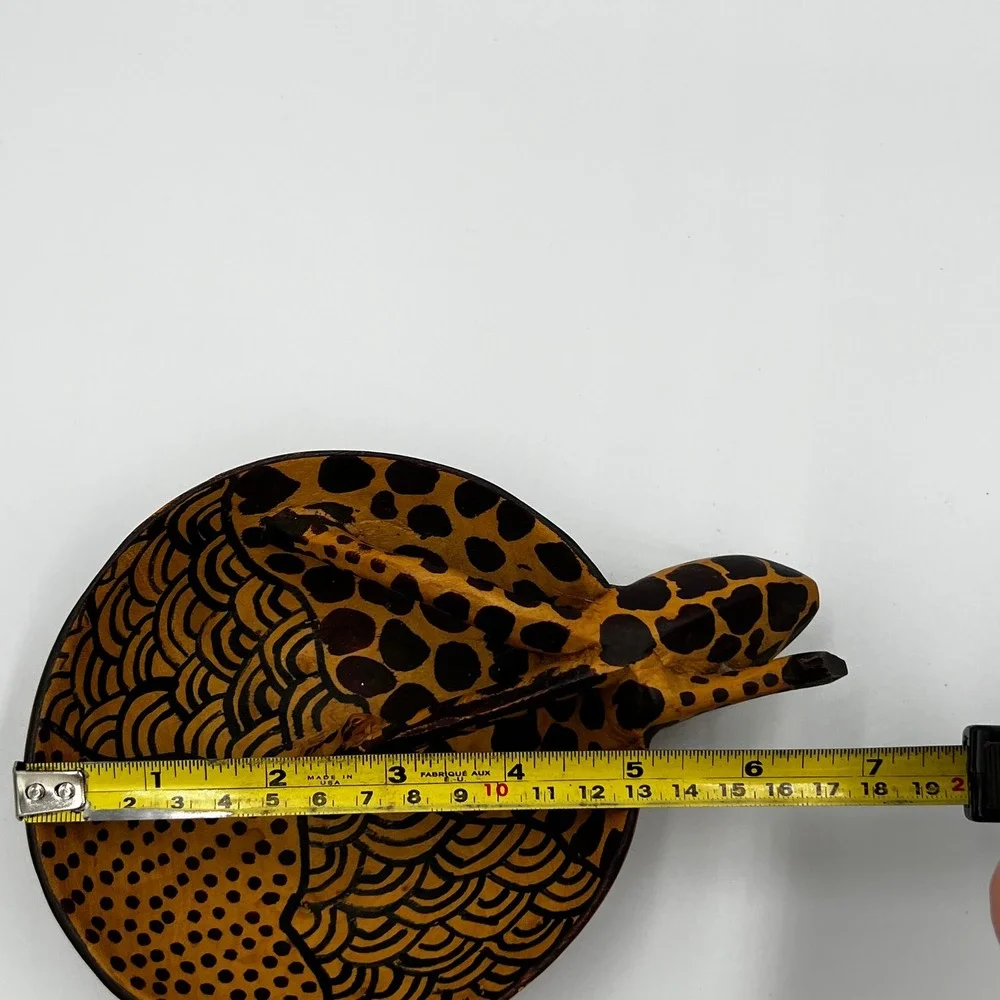 Hand Carved Wooden African Animal Bowls Giraffe Zebra Decorative Dish Set 2pc‎